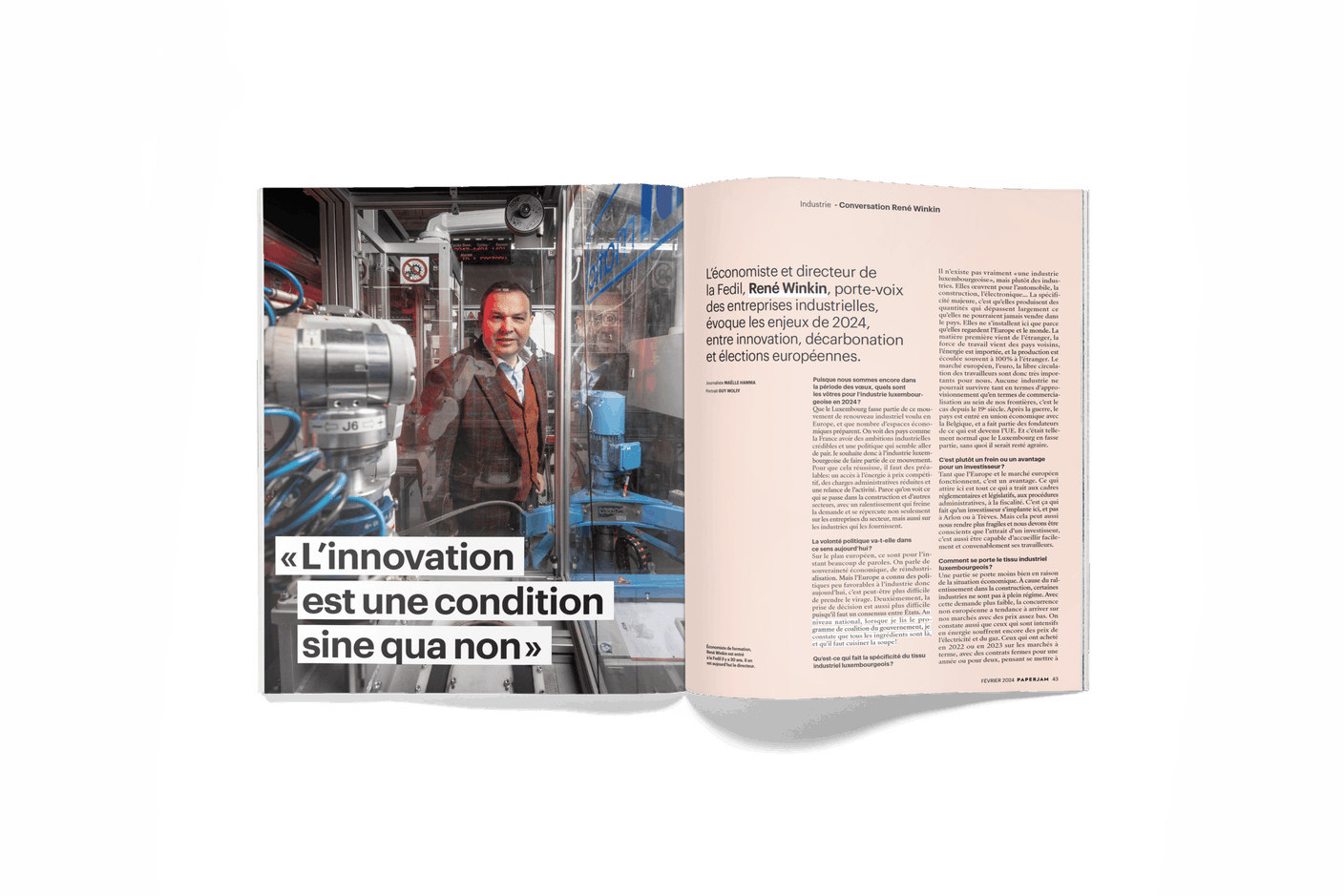 René Winkin: «L’innovation est une condition sine qua non.» (Photo: Guy Wolff/Maison Moderne)