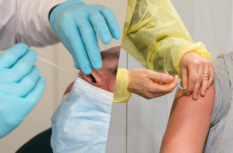 Le nombre de tests de dépistage et le nombre de vaccinations hebdomadaires sont en baisse. (Photomontage: Maison Moderne)