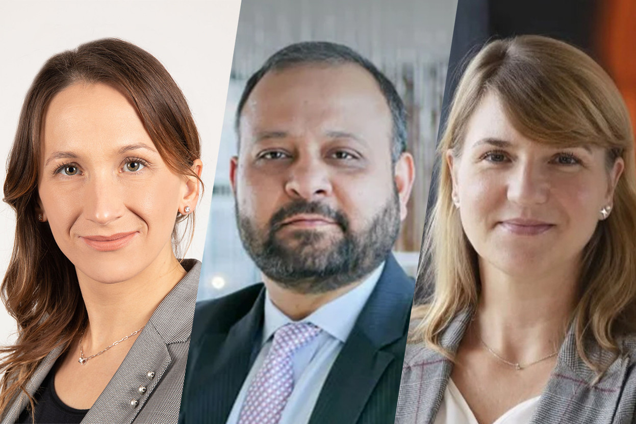 L to r: Claire Guilbert, an investment management and investment funds lawyer who co-heads Norton Rose Fulbright’s global funds and asset management practice; Zeeshan Ahmed, EY Luxembourg partner, private equity, Luxembourg infrastructure funds leader; and Vanessa Müller, EY Luxembourg partner and ESG leader, share their insights. Photos: Norton Rose Fulbright; EY. Montage: Maison Moderne.