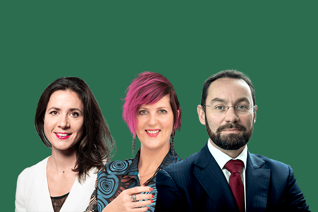 Amélie Madinier, maire du Village by CA Luxembourg, Isabelle Waty, Chief Innovation Officer Chez Indosuez Wealth Management au Luxembourg, et Arnaud Misset, Chief Digital Officer chez CACEIS Group. Crédit: Maison Moderne