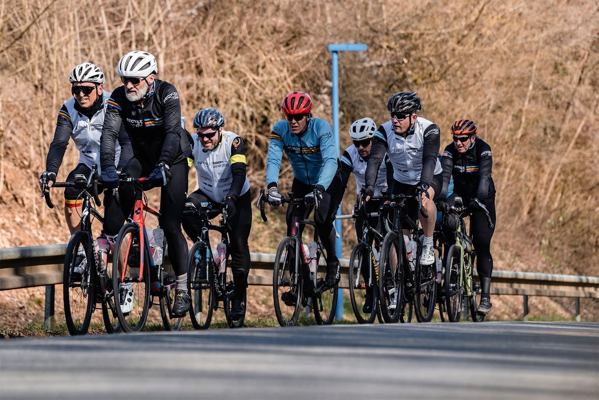 Some of the cyclists on the Inowai Recycle2Mipim ride pictured en route to Cannes over the weekend  Photo: Inowai