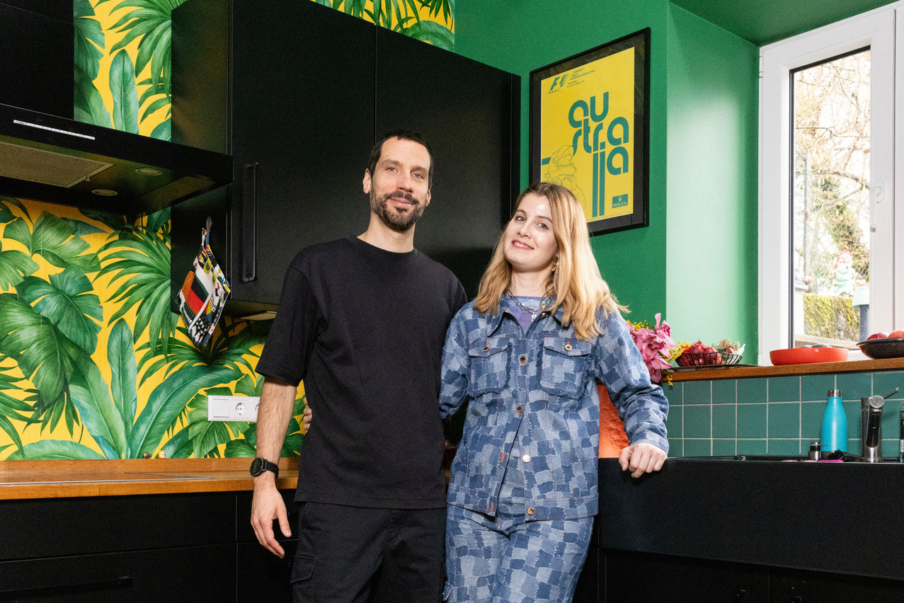 Olivier and Anna, pictured here in their kitchen, have created a house full of colour and life. Photo: Eva Krins/Maison Moderne