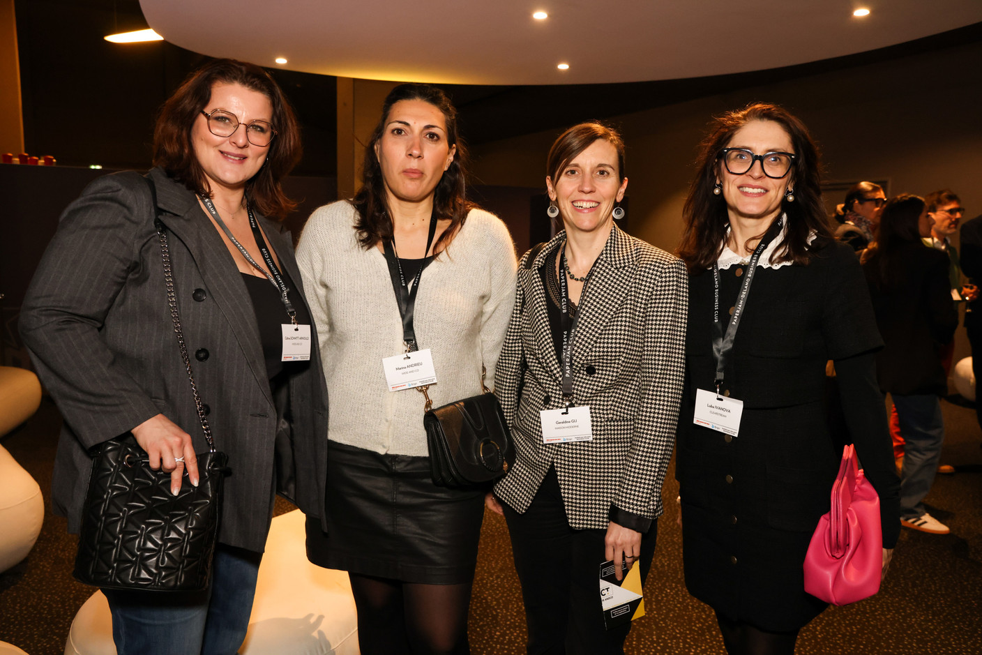 Céline Schmitt-Arnold, Marina Andrieu (Wide and Co), Géraldine Gij (Maison Moderne) and Luba Ivanova (Clearstream) at the Paperjam+Delano Business Club’s 10×6 female founders event in Kinepolis on 27 February 2024. Photo: Eva Krins / Maison Moderne