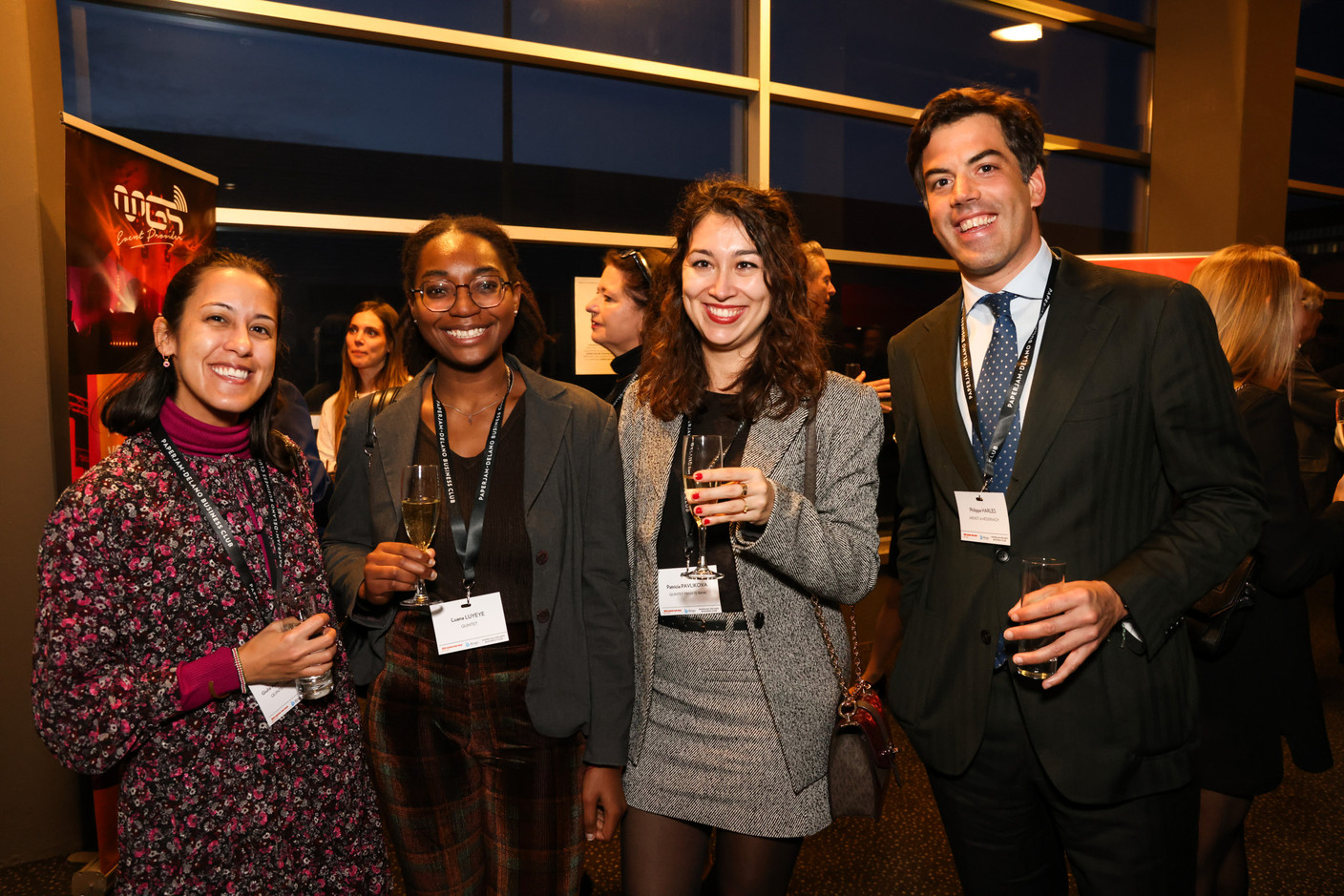 Giulia Ampara Bruni Roccia, Luana Luyeye, Patricia Pavlikova (Quintet Private Bank) and Philippe Harles (Arendt & Medernach) at the 10×6 female founders event in Kinepolis on 27 February 2024. Photo: Eva Krins / Maison Moderne