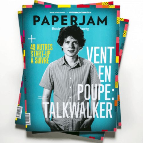 La couverture de septembre 2018 de Paperjam, avec le cofondateur de Talkwalker, Thibaut Britz. DR