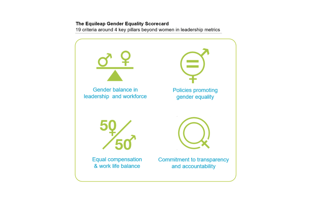 19 criteria around 4 key pillars beyond women in leadership metrics The Equileap Gender Equality Scorecard