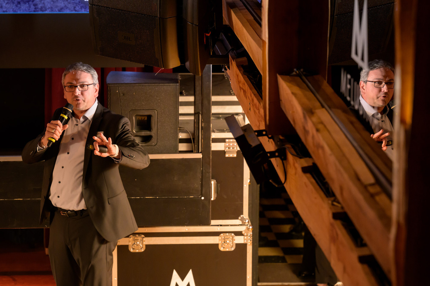 Stephane Pesch, CEO of the Luxembourg Private Equity & Venture Capital Association (LPEA), seen speaking at the LPEA new year reception at Melusina, in the Grund, 31 January 2024. Photo: LPEA