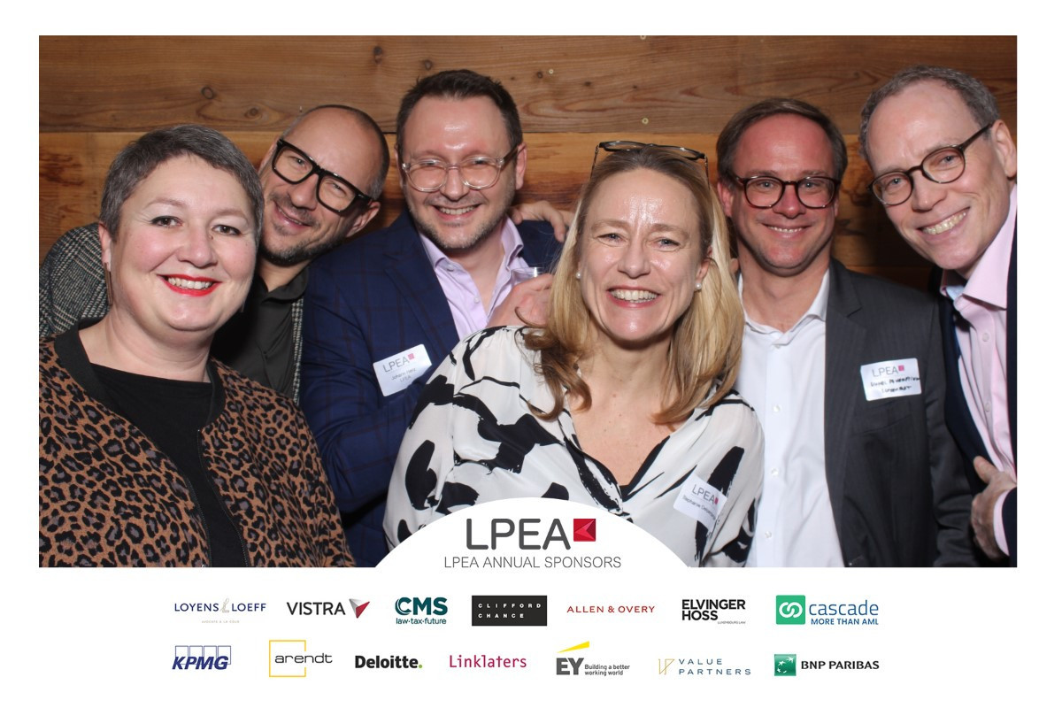 Fabrice Jeusette, Apollo Global Management; Johann Herz, LPEA; Lionel De Hemptinne, Luxempart; Stephanie Delperdange; Daniel Engel, Edmond de Rothschild. Photo: LPEA