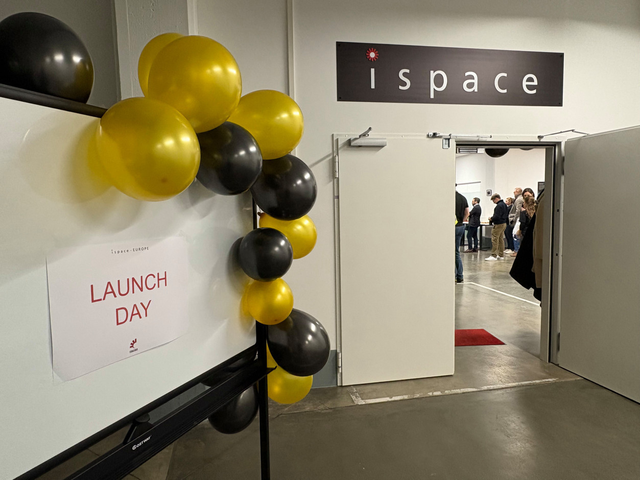 At the entrance to the Ispace Luxembourg HQ, which opened in 2017, ready for the launch of the firm’s Resilience lunar lander, 15 January 2025. Photo: Maison Moderne