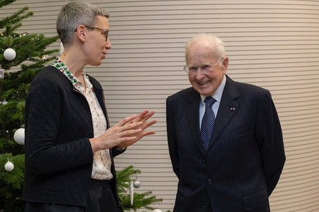 Jacques Loesch siégeait au conseil de plusieurs organisations, dont la Fondation Leir. Ici, en 2018, avec Sam Tanson, ministre de la Culture. (Photo : Eric Chenal / Archives / Maison Moderne)