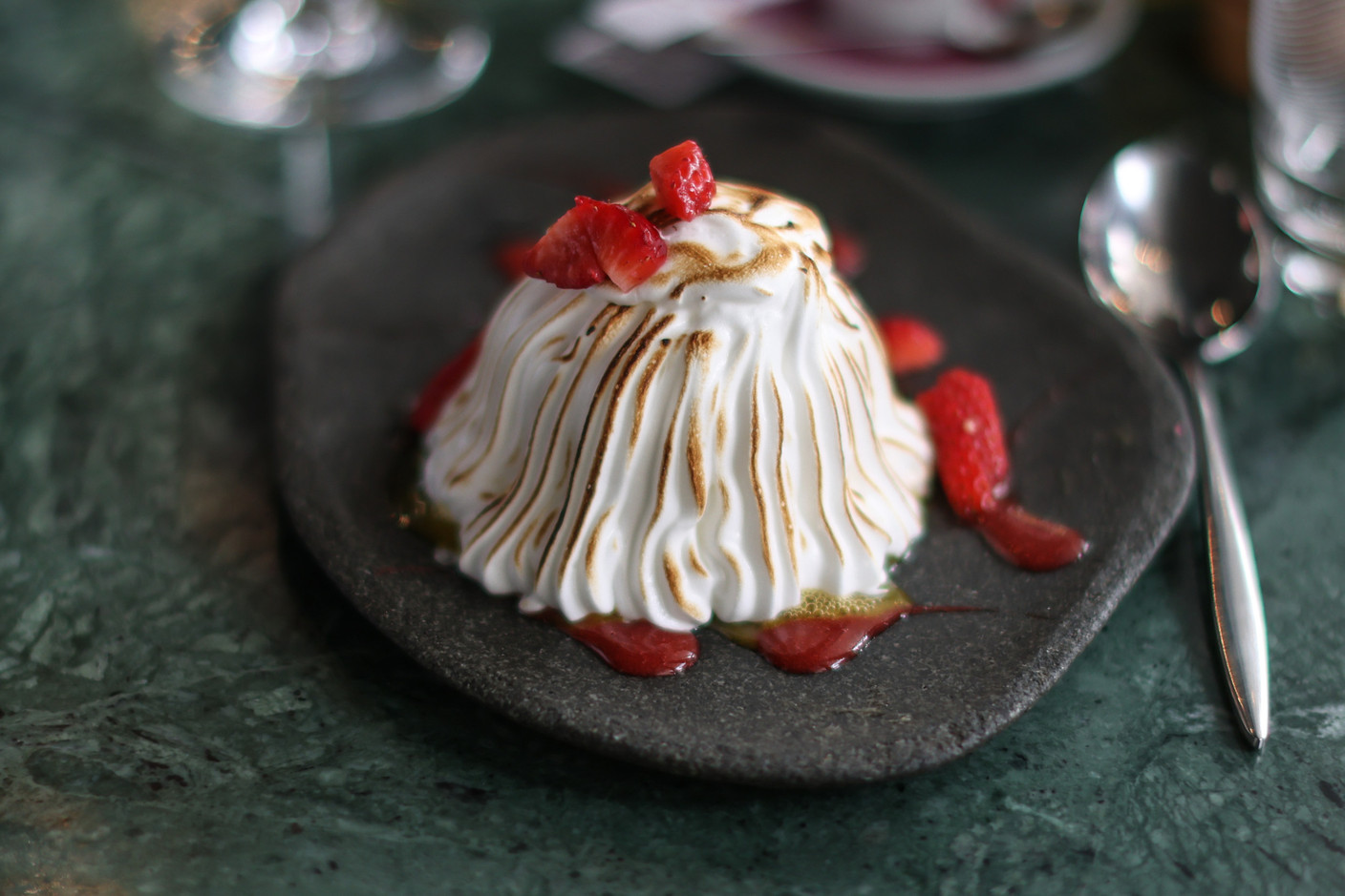 For dessert, bombe glacée with strawberry coulis. Photo: Guy Wolff / Maison Moderne