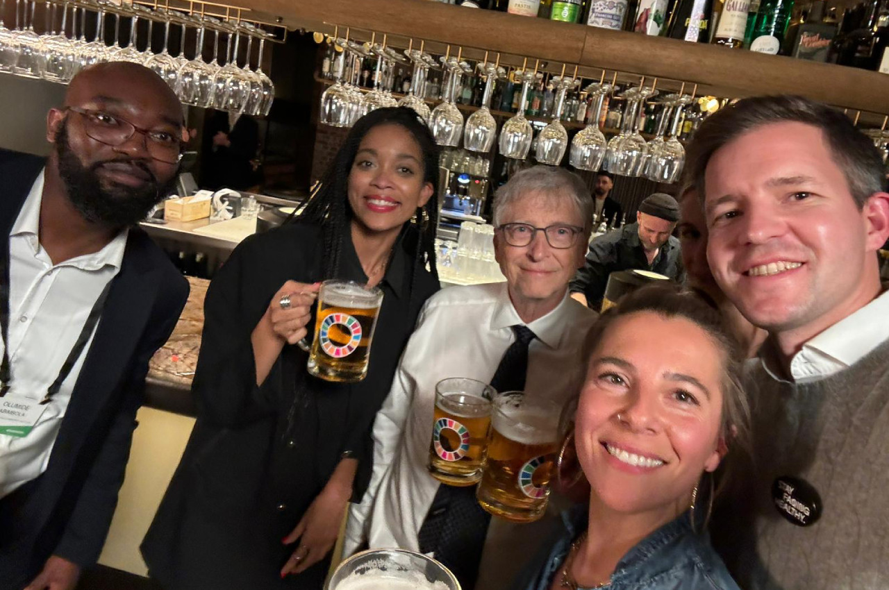 Jana Degrott in Berlin on Tuesday 15 October, alongside Bill Gates and other Goalkeepers from the Bill & Melinda Gates Foundation. Photo: Jana Degrott