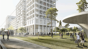 Le long de la route d’Arlon, un espace bâti haut forme un front de rue. ((Illustration: 2001/HHF))