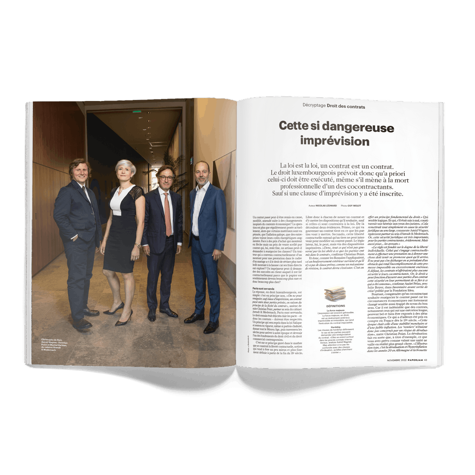 Christophe de Batz (avocat), Astrid Wagner (partner), Christian Point (partner) et Martial Barban (counsel) du cabinet Arendt & Medernach. (Photo: Guy Wolff/Maison Moderne)