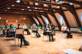 Estelle Manconi (Thierry Manconi), Marie-Laure Dante (INOWAI Residential), Lynda Bouchelaghem (Securex Luxembourg), Sonia Rucquoy (Hudson Luxembourg), Delphine Francois (Société Générale Luxembourg), Sonia Rucquoy (Hudson Luxembourg) et Benedicte Keith (Bitstamp Europe) ((Photo: Julian Pierrot / Maison Moderne))