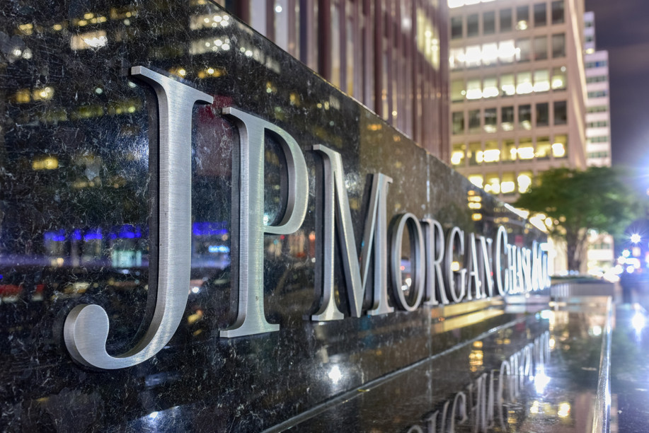 The corporate sign in front of the JP Morgan Chase & Co office building on Park Avenue in New York City. Shutterstock