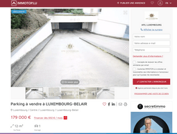 Une place de parking couverte à 179.000 euros. (Photo: capture d’écran Immotop.lu) 