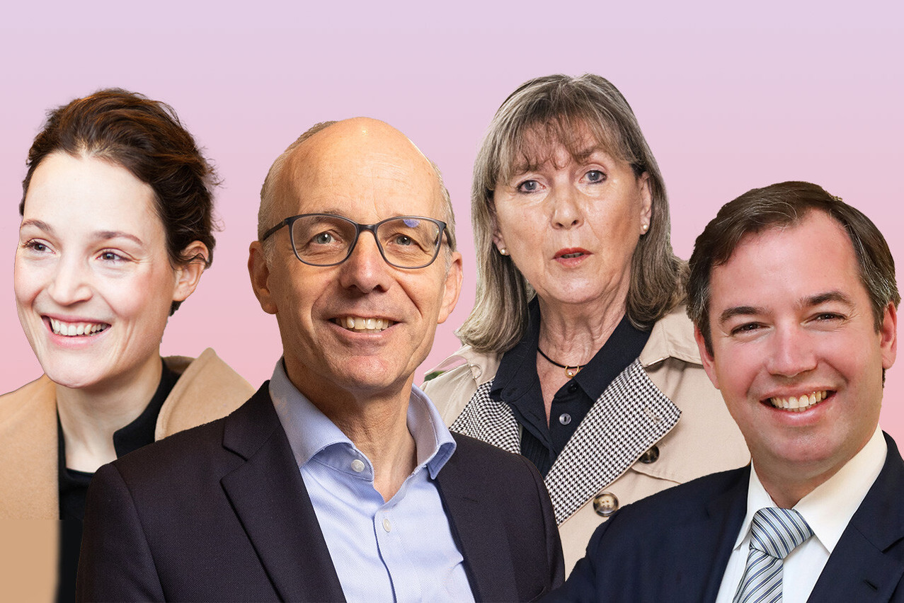 From left to right: Vicky Krieps, Luc Frieden, Lydie Polfer and Grand Duke Guillaume. (Photos: Paperjam/archive; layout: Paperjam)