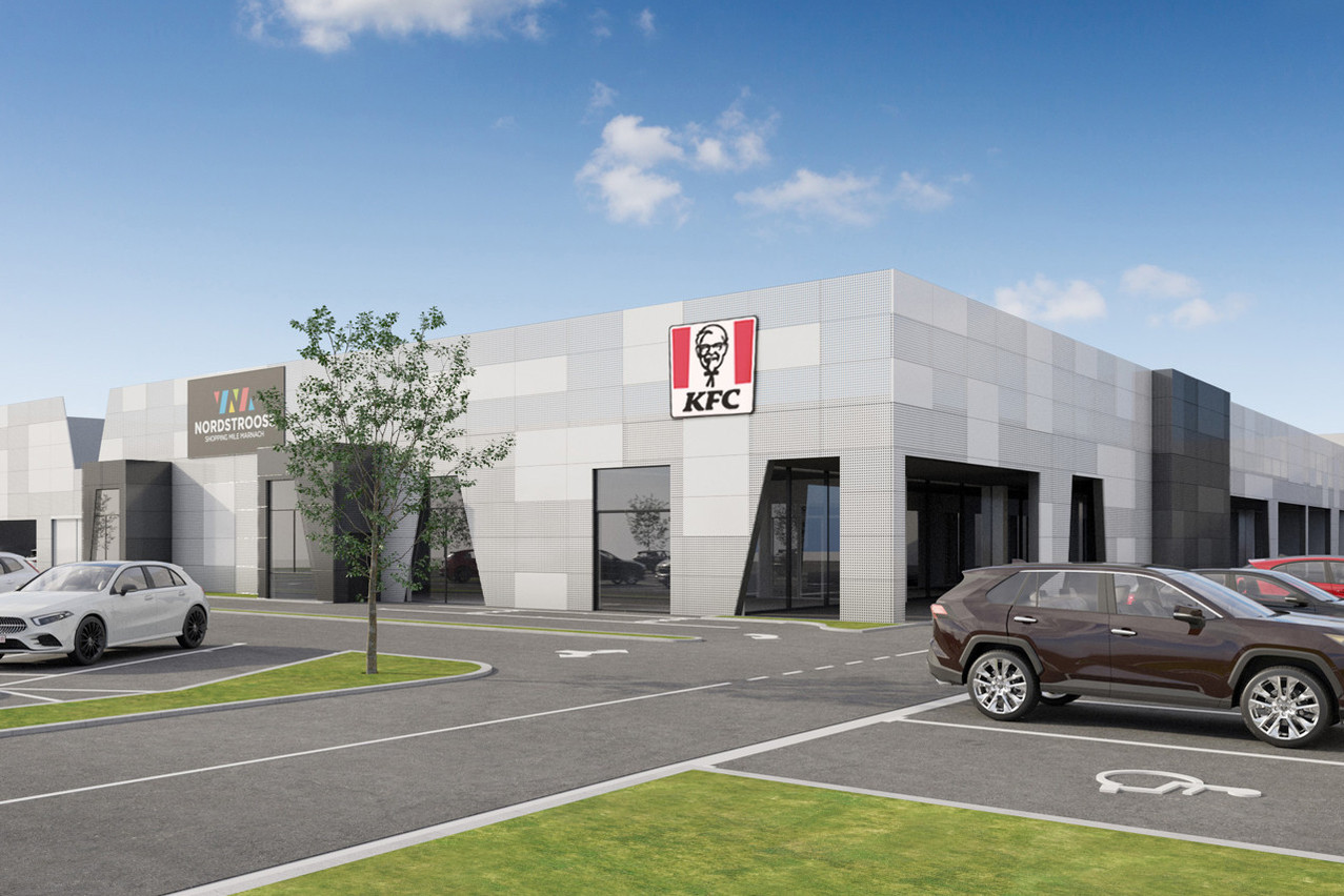 This is what the future KFC at the Nordstrooss Shopping Mile in Marnach will look like. (Illustration: Asymetrie/Nordstrooss Shopping Mile)