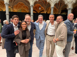 Luxembourg chefs gathered at the Handelsbeurs in Antwerp for the 2026 Michelin Guide Belgium and Luxembourg ceremony: Clovis Degrave, Njomza Linster, Cyril Molard, René Mathieu, Mario Willems, and Louis Linster. Photo: Paperjam