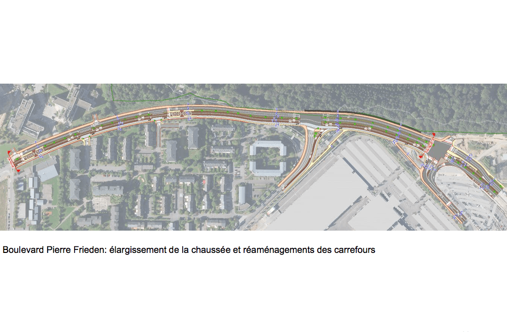 Les carrefours croisant le boulevard Pierre Frieden vont également être modifiés. (Illustration: Fonds Kirchberg)