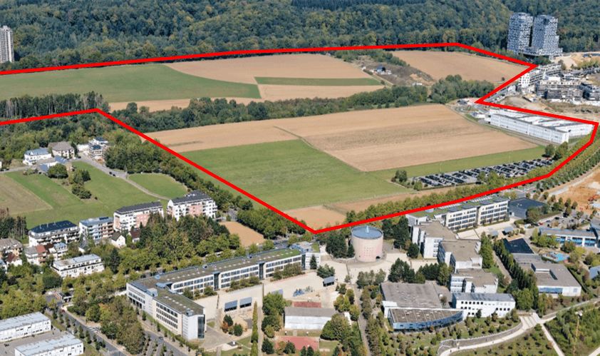 Le site Kuebebierg- Laangfur représente une surface de 62ha avec plus de 5.500 logements projetés. (Illustration: Fonds Kirchberg)