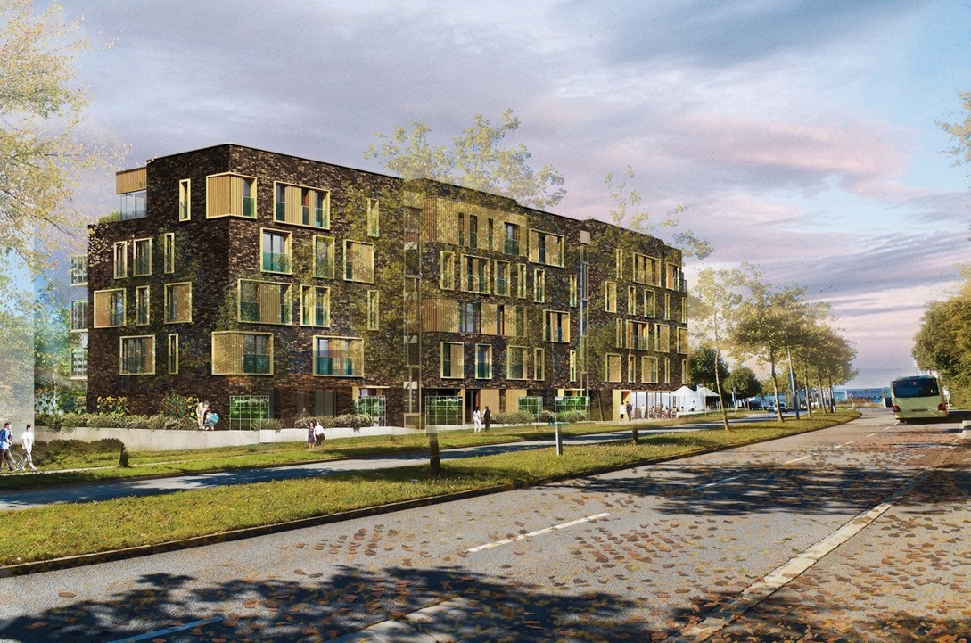 Tracol Immobilier and Beng envision the construction of a hybrid wood-concrete building with low energy consumption with various sustainable features. Photo: Fonds Kirchberg