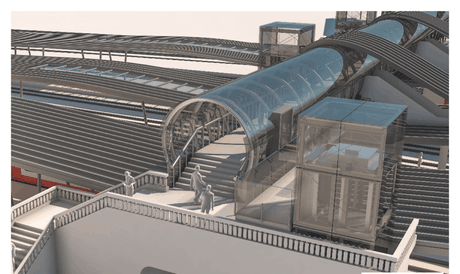 La nouvelle passerelle sera entièrement en verre, sera accessible aux piétons, cyclistes et aux poussettes. (Photo: Ministère des Infrastructures)