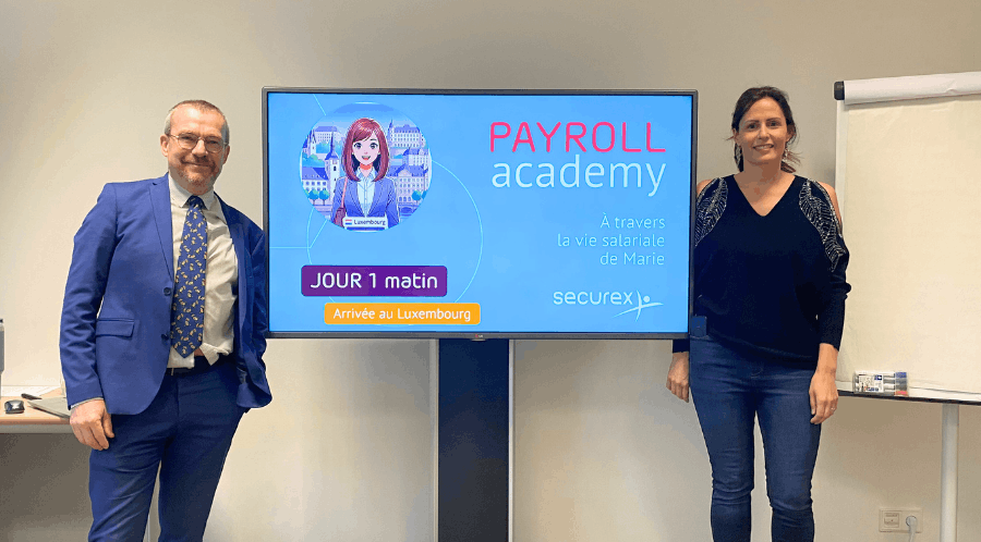 Mélanie Jezioro, consultante payroll expérimentée, et Joël de Marneffe, spécialiste du droit social et fiscal local, encadreront la prochaine session de la Payroll Academy. (Photo: Securex SA.)
