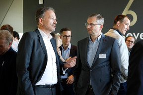 Olaf Kordes and Alain Huberty (Luxempart) at the event on private equity in uncertain times, hosted by Astorg and Lafo on 19 April 2023 at the SixSeven restaurant in Luxembourg. Photo: Olivier Minaire Photography