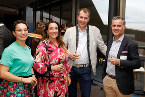 Hind El Gaidi (Astorg), Anne Reuter (New Immo), Tom Wagner (Stone 2 Cap) and Denis Oussadon (Mac Bim) at the event on private equity in uncertain times, hosted by Astorg and Lafo on 19 April 2023 at the SixSeven restaurant in Luxembourg. Photo: Olivier Minaire Photography