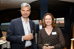 Alexandre Schmitz (Lazard Frères Gestion) and Emmanuelle Petit (Baker&McKenzie) at the event on private equity in uncertain times, hosted by Astorg and Lafo on 19 April 2023 at the SixSeven restaurant in Luxembourg. Photo: Olivier Minaire Photography