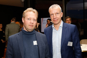 Frédéric Sauvage (Baloise Vie Luxembourg) and Laurent Smolen (Olkad) at the event on private equity in uncertain times, hosted by Astorg and Lafo on 19 April 2023 at the SixSeven restaurant in Luxembourg. Photo: Olivier Minaire Photography
