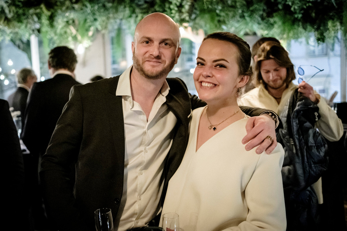 Hugo Dumas (Mazars) and Ilana Devillers (F4A) at the Luxembourg Association of Family Offices (LAFO) winter 2023 cocktail, which took place on 8 February 2023 at Hertz PopUp. Photo: Jan Hanrion for LAFO