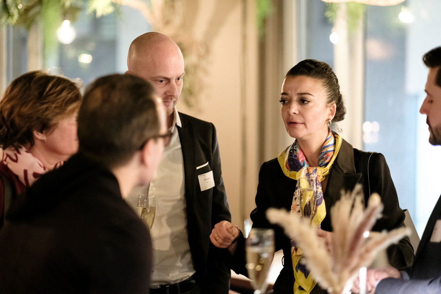 Hugo Dumas (Mazars) and Yasmine Doss Bennani (Credit Suisse) at the Luxembourg Association of Family Offices (LAFO) winter 2023 cocktail, which took place on 8 February 2023 at Hertz PopUp. Photo: Jan Hanrion for LAFO