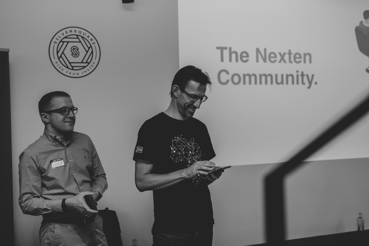 Speakers Steve Melan (left) and Nick Trogh before the talk Crédit: Caroline Lequeux