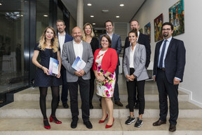 Elisabeth Guissart, Alexis Baumann, Mélanie Gagnon, Pauline Limbrée, David Alexandre, Jean-Luc Putz, Camille Saettel, Vincent Wellens et Jean-François Henrotte (Photo: Caroline Martin)