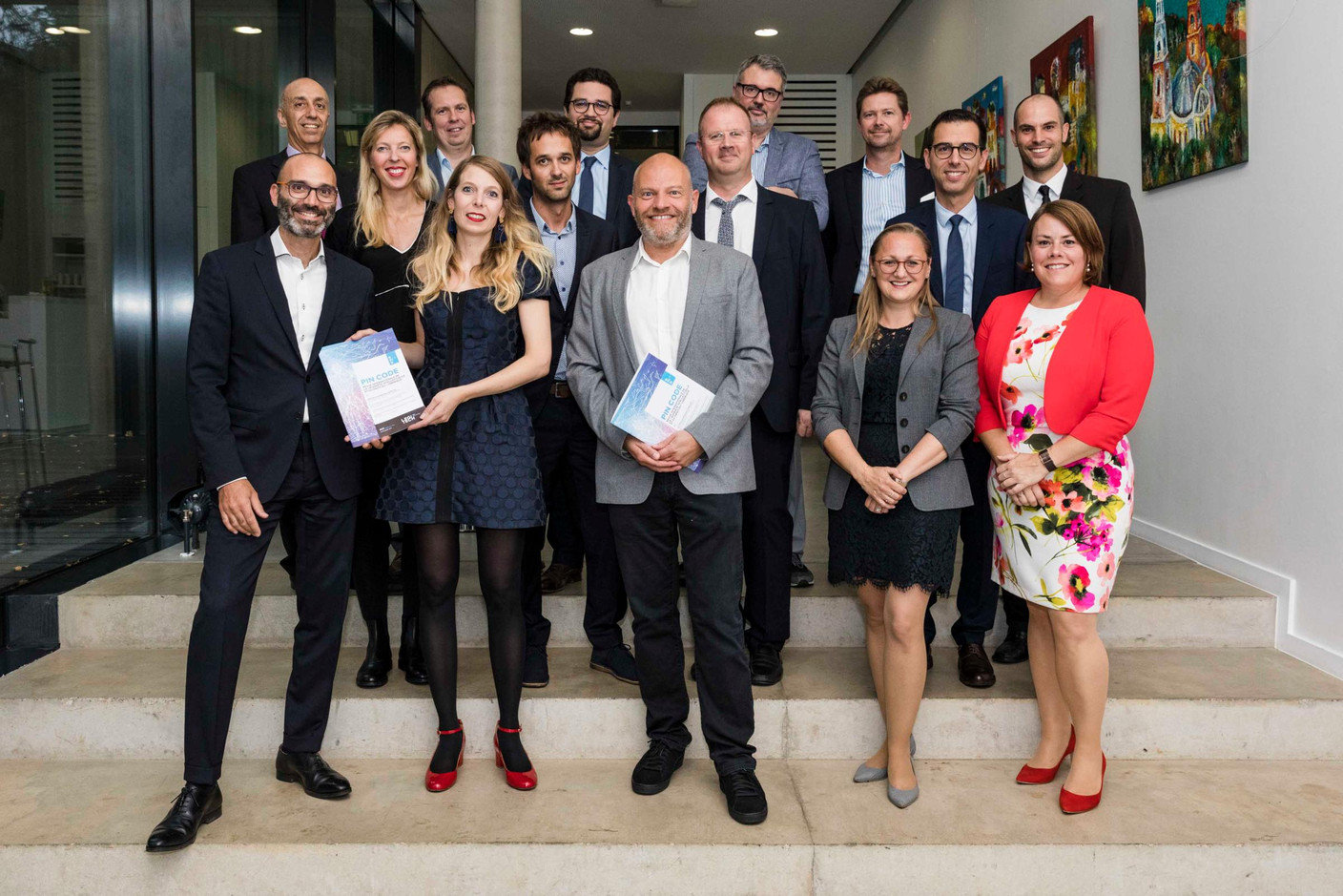 Gary Cywie, Alexis Baumann, Catherine Di Lorenzo, Mélanie Gagnon, Camille Saettel, Hervé Wolff, Jean-François Henrotte, Philippe Ocvirk, Serge Quazzotti, Vincent Wellens, David Alexandre, Erwin Sotiri, Gabriel Bleser et Pablo J. Mohr (Photo: Caroline Martin)