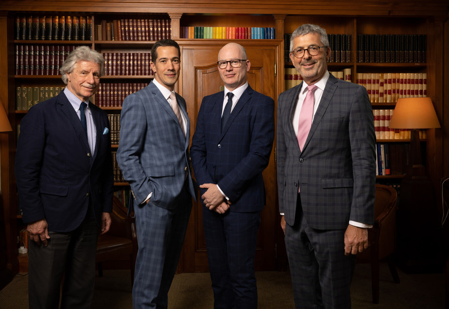 The board of directors of the Global Fund Risk association, from left to right: François Chauvet, Michael Derwael, Luc Neuberg and Serge de Cillia. Photo: Guy Wolff / Maison Moderne