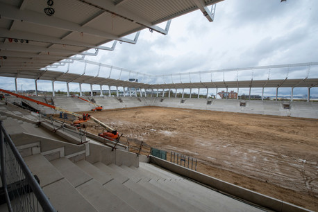 Le chantier du stade national est bien avancé. Anthony Dehez