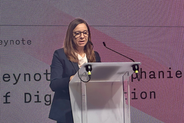 «Les données constituent une ressource stratégique majeure, mais le défi ne consiste pas simplement à collecter davantage de données», a déclaré Stéphanie Obertin, ministre de la Numérisation et ministre de la Recherche et de l’Enseignement supérieur, lors de son discours à Nexus Luxembourg, le 11 juin 2026.  (Photo: Paperjam)
