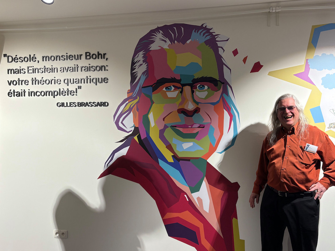 La fresque de Gilbert Brassard, le Canadien inventeur du protocole BB84, qui constitue la base de la cryptographie quantique dont nous aurons besoin pour sécuriser nos communications d’ici cinq à dix ans. (Photo: Maison Moderne)