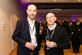 Xavier Linder (Jobs.lu) and Eric Anselin (Île aux Clowns) at the “Leading HR Managers’ Challenges 2024” 10×6 event, which was held on 24 January 2024 at Kinepolis Kirchberg. Photo: Marie Russillo / Maison Moderne