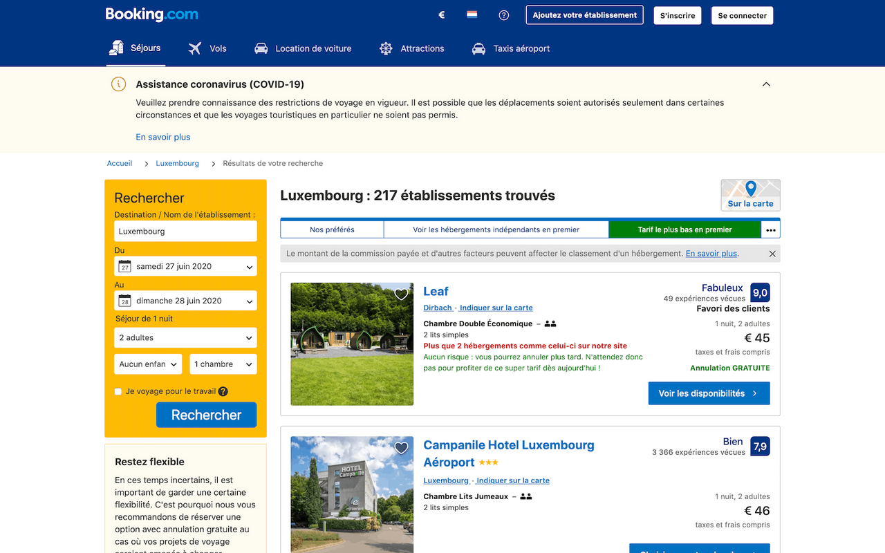 La «feuille» de Dirbach est, tous sites confondus, la meilleure offre du Luxembourg sur des sites internet. Ce qui ne veut pas dire que d’autres hôtels n’ont pas des prestations au même tarif. Elles sont simplement plus difficiles à trouver. (Source: https://www.booking.com/)