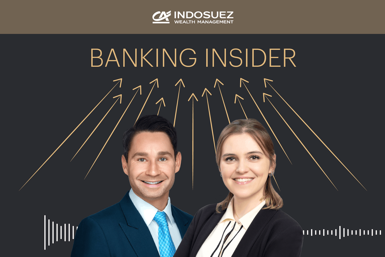 Alexander Bell (Fixed Income Portfolio Manager en Suisse), Amandine Garro (Investment Manager à Luxembourg). Illustration : Maison Moderne Photo : Indosuez