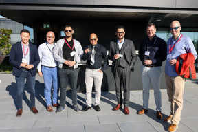Ryane Charchour (Maison Moderne), Denton Lilley (House Dream), Ray Zubairi (Maison Moderne), Anouar Jallouz (Efficy), Ivaylo Markov (Thales Capital), Frédéric Vandendorpe (Vanbreda Risk & Benefits) et Sylvain Barrette (Maison Moderne). (Photo: Eva Krins/Maison Moderne)