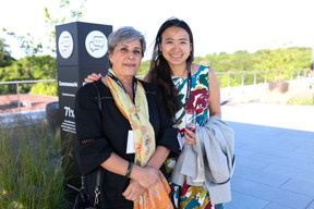 Myriam Belhadjin (Oekostroum) et Julie Chu (Avaloq). (Photo: Eva Krins/Maison Moderne)