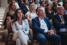 From left to right: Isa Ribeiro (Clearstream), Franck Heinen (Banque de Luxembourg) and Yves Bodson (Spuerkeess) at the LFMA’s Forward Financial Thinking Forum, held on 12 September 2023 at the Mudam. Photo: Sabino Parente