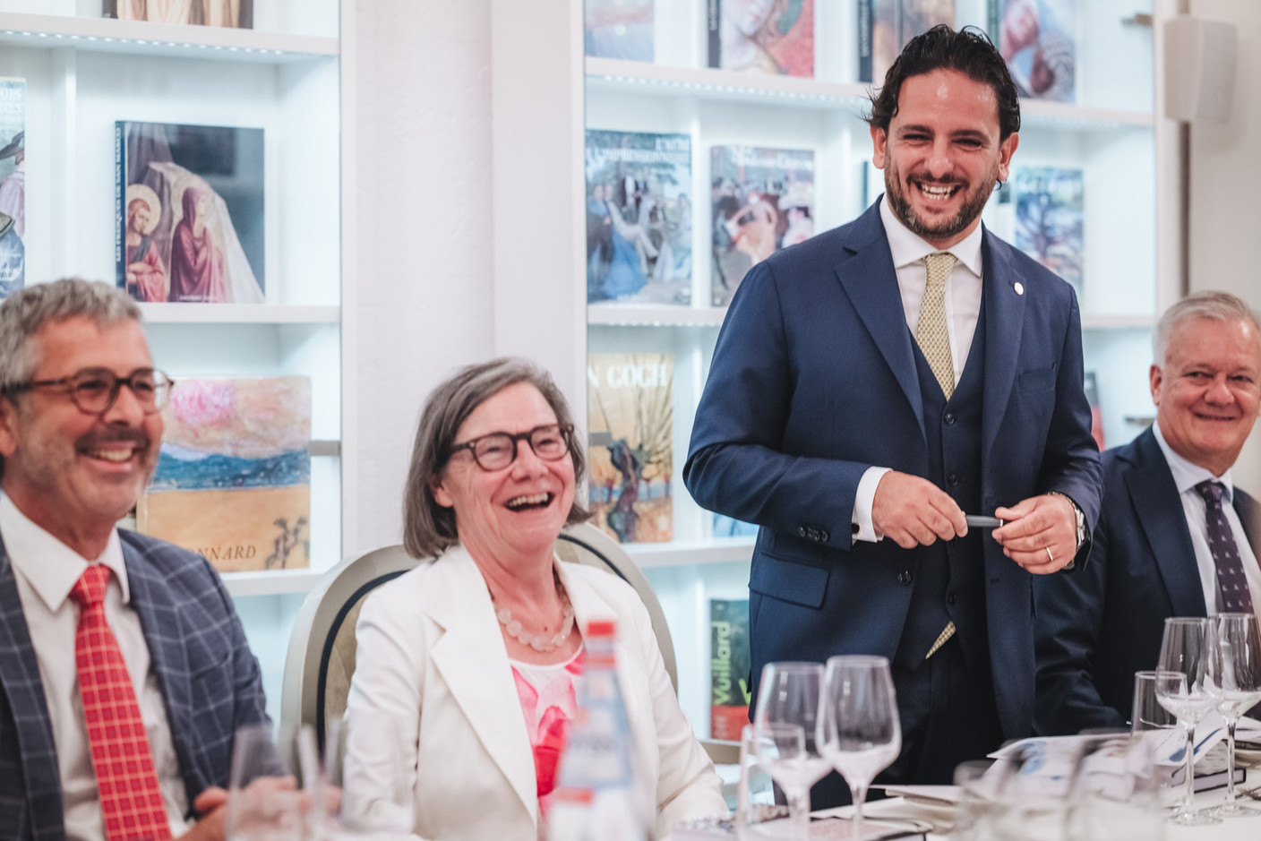 From left to right: Serge de Cillia (independent board member), Martine Reicherts (independent director) and Vincenzo Giunta (LFMA president) at the LFMA’s Food & Forex dinner on 11 September 2023. Photo: Sabino Parente