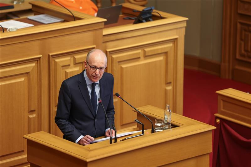 Le Premier ministre, Luc Frieden (CSV), lors de son deuxième discours sur l’état de la Nation ce mardi 13 mai à la Chambre des députés. (Photo: Romain Gamba)